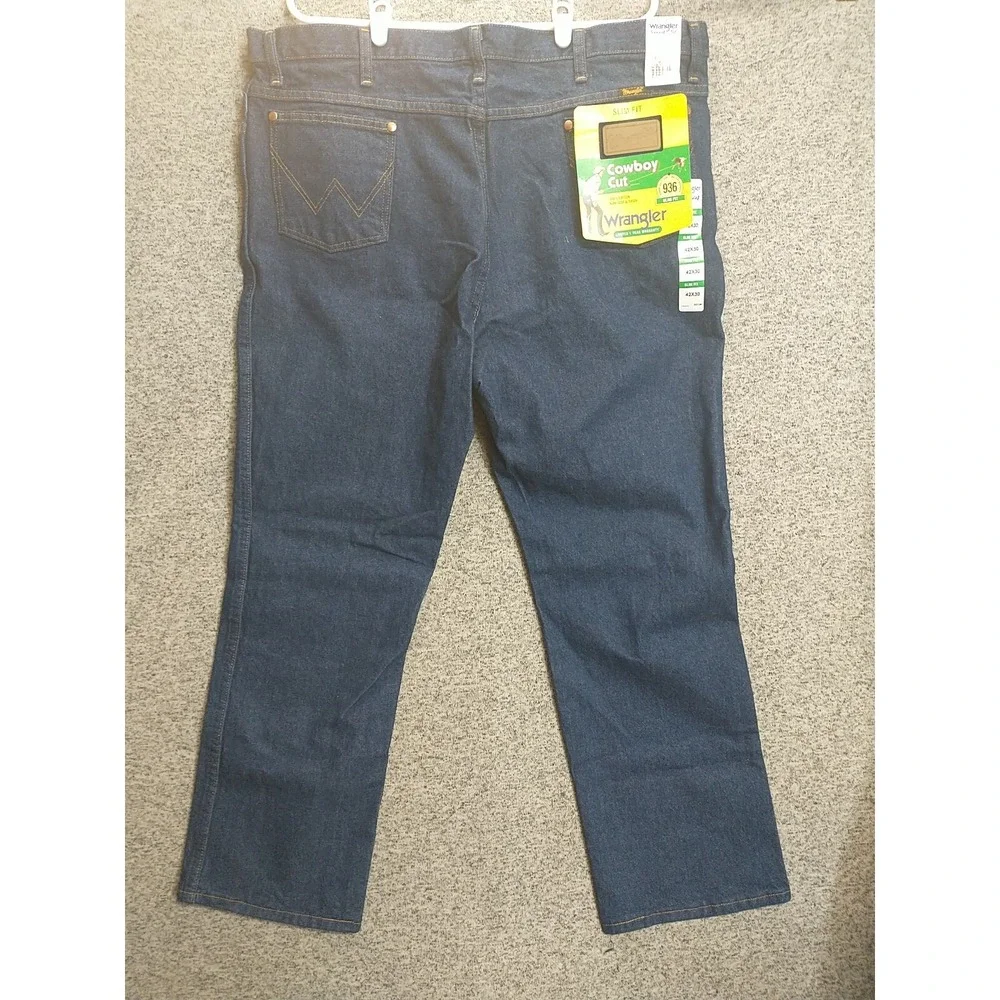 Wrangler Cowboy Cut 936 Slim Fit Mens Jeans 42x30 Prewashed Indigo NWT 936PWD